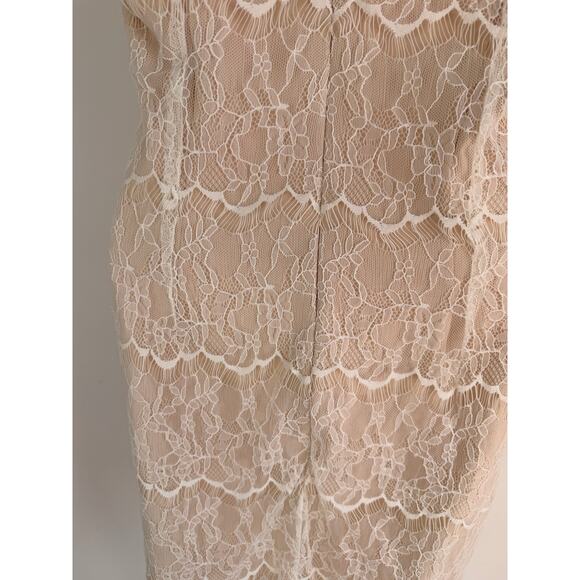 Lush Ivory Lace Slip Dress Open Back V-Neck Sleeveless Size Large - Picture 4 of 8